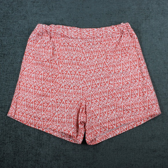 Hester & Orchard Pants - Hester & Orchard Womens Pink Ikat Linen Blend Elastic Waist Shorts Size Medium